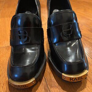 Size 6M Karl Lagerfeld Black Virna 4" Heel Loafer
